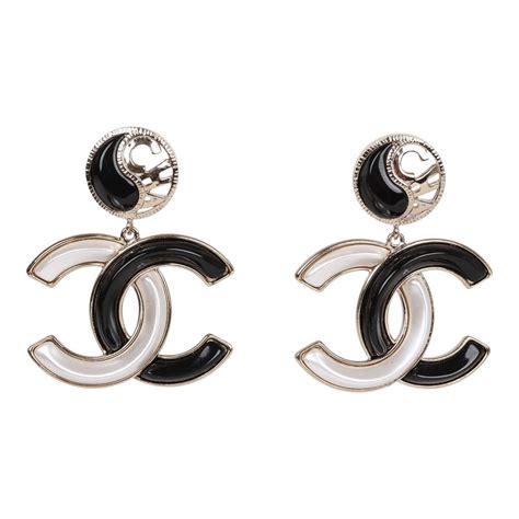 chanel black and white earrings|chanel earrings online shop.